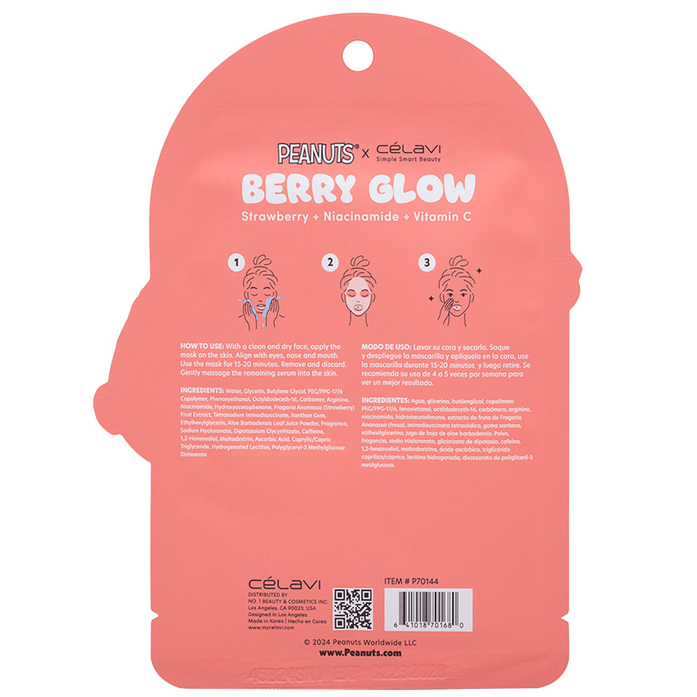 BERRY GLOW FACIAL PRINTED SHEET MASK PEANUTS