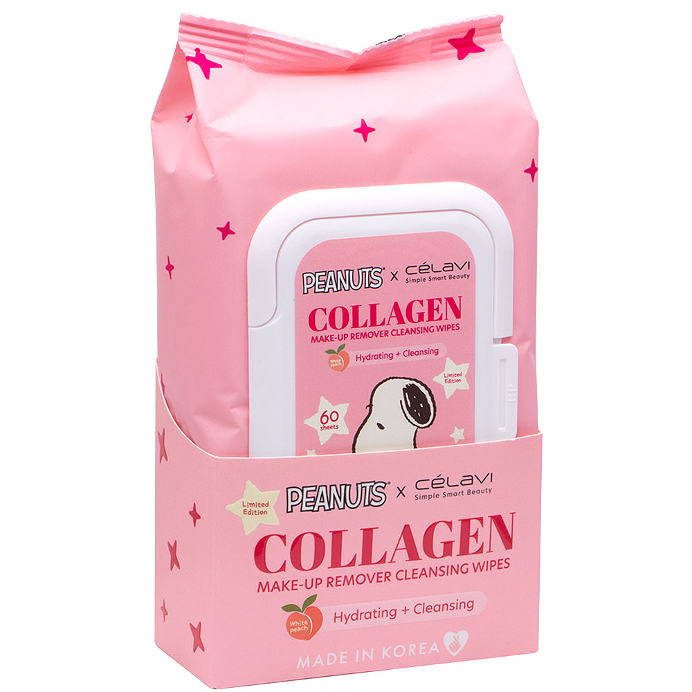 COLLAGEN MAKEUP REMOVER CLEANSING WIPES PEANUTS X CELAVI