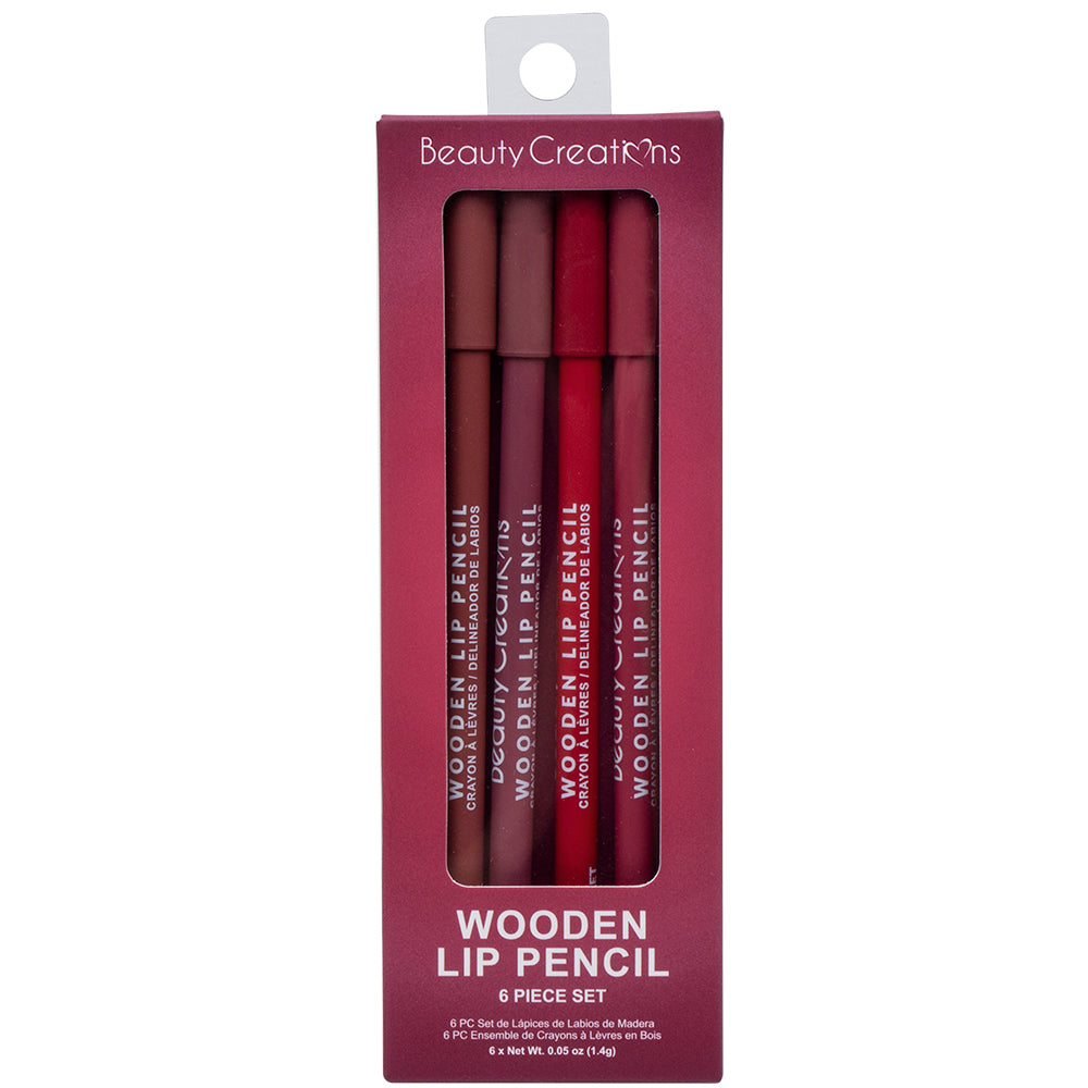 Wooden Lip Pencil 6 Piece Set