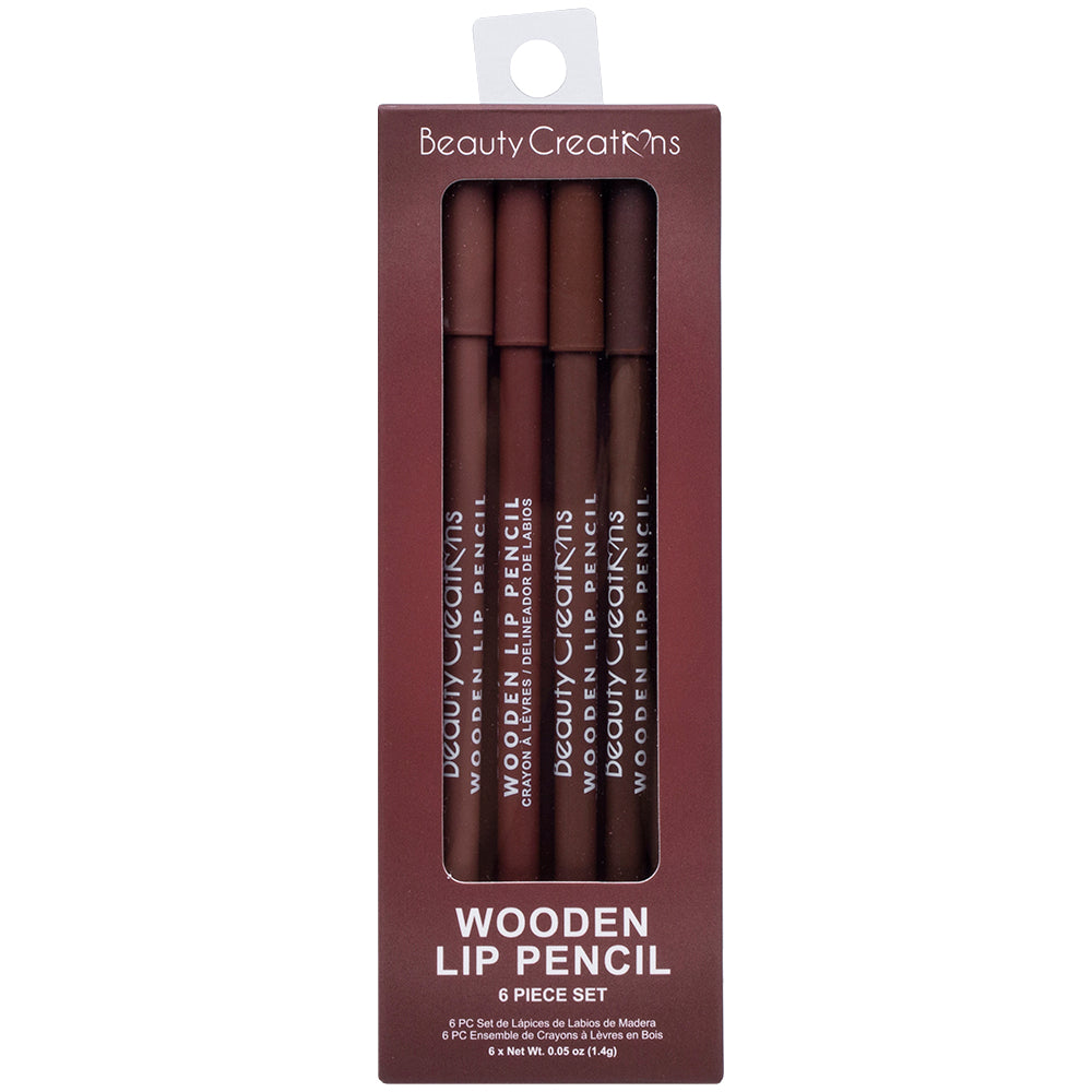 Wooden Lip Pencil 6 Piece Set