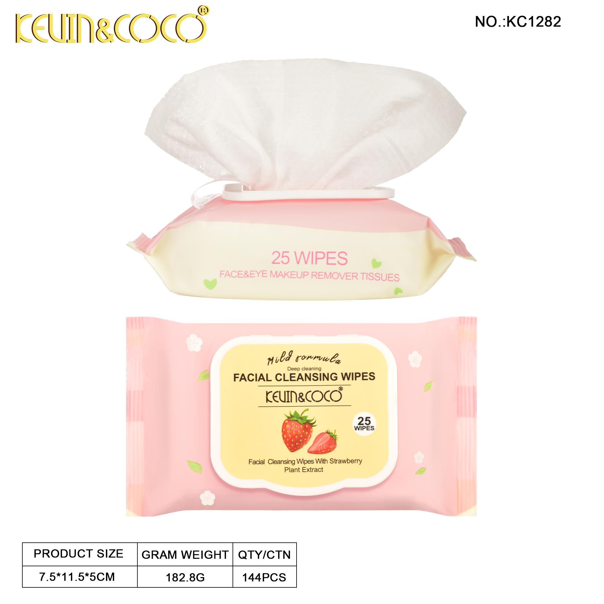 The 25-Count Refreshing Fruit Extract Cleansing Wipes Display-12 PCS(KC1282)