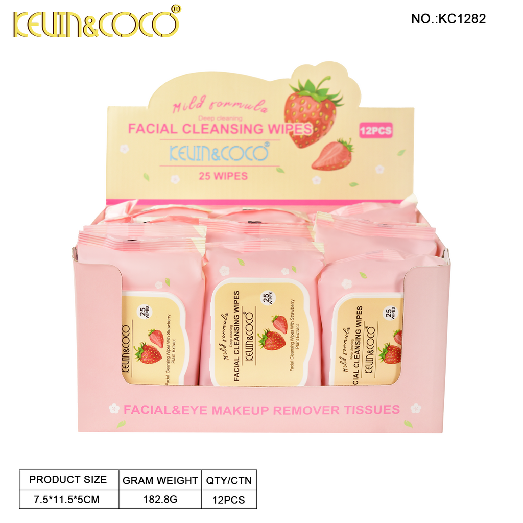 The 25-Count Refreshing Fruit Extract Cleansing Wipes Display-12 PCS(KC1282)