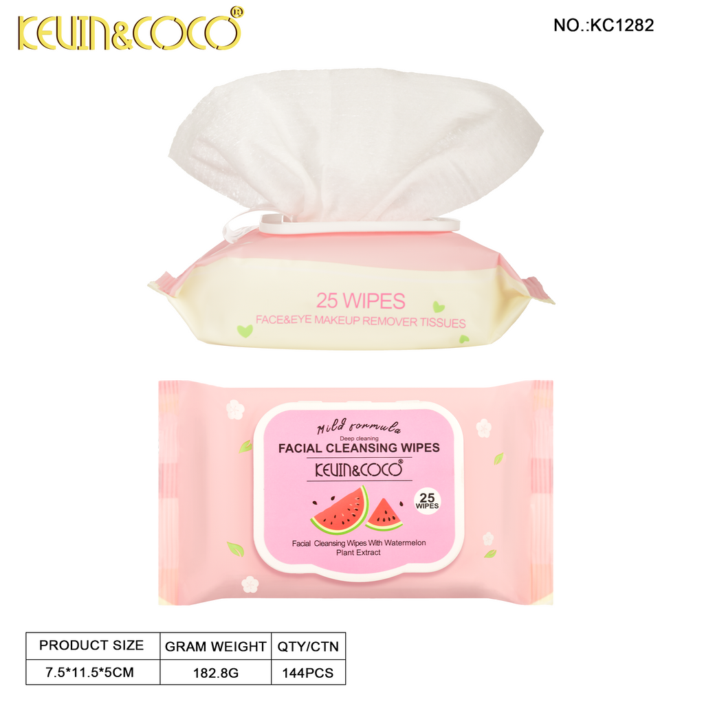 The 25-Count Refreshing Fruit Extract Cleansing Wipes Display-12 PCS(KC1282)