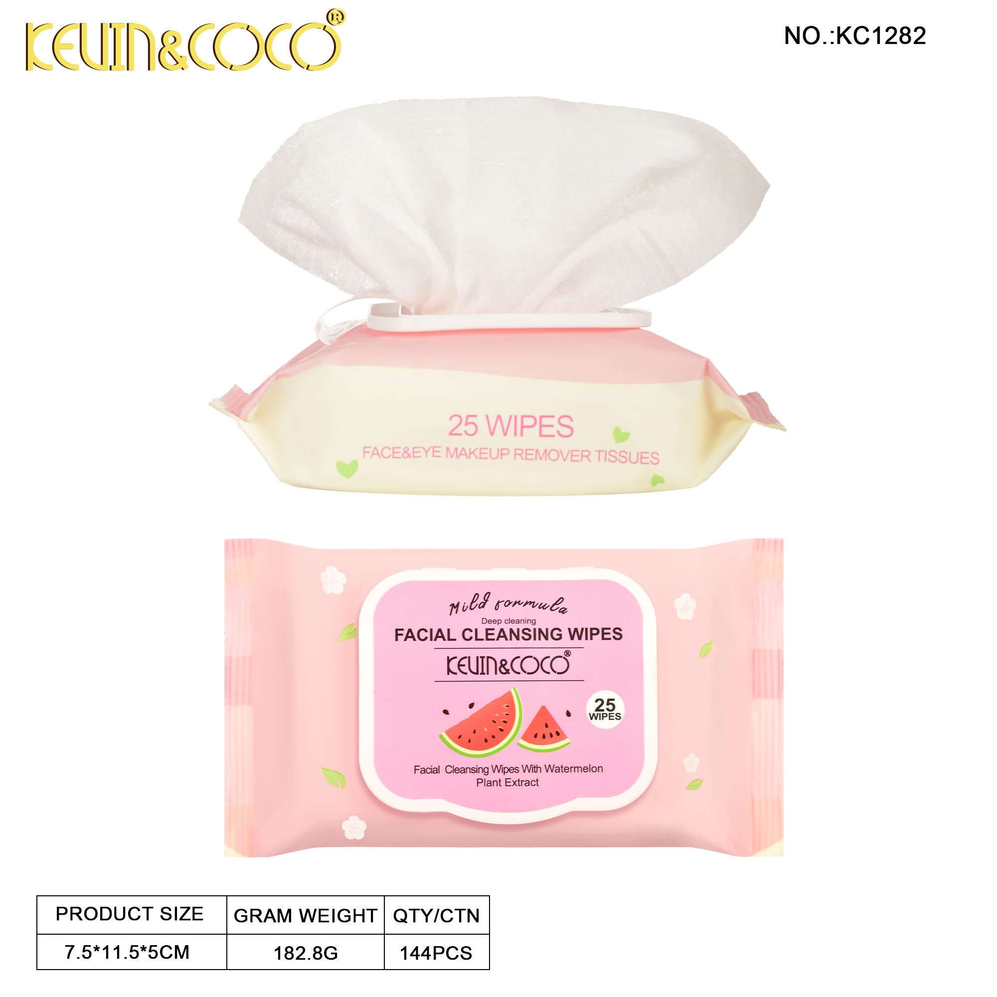 The 25-Count Refreshing Fruit Extract Cleansing Wipes Display-12 PCS(KC1282)