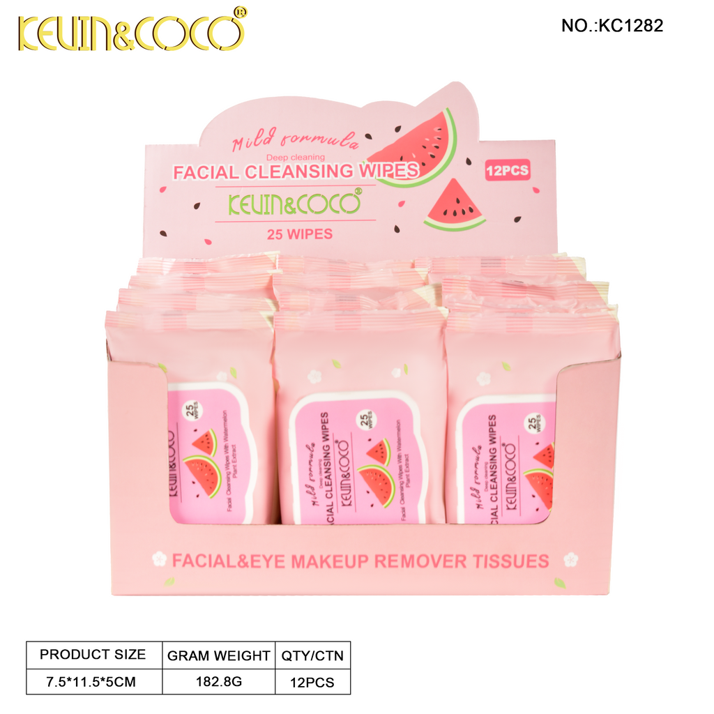 The 25-Count Refreshing Fruit Extract Cleansing Wipes Display-12 PCS(KC1282)