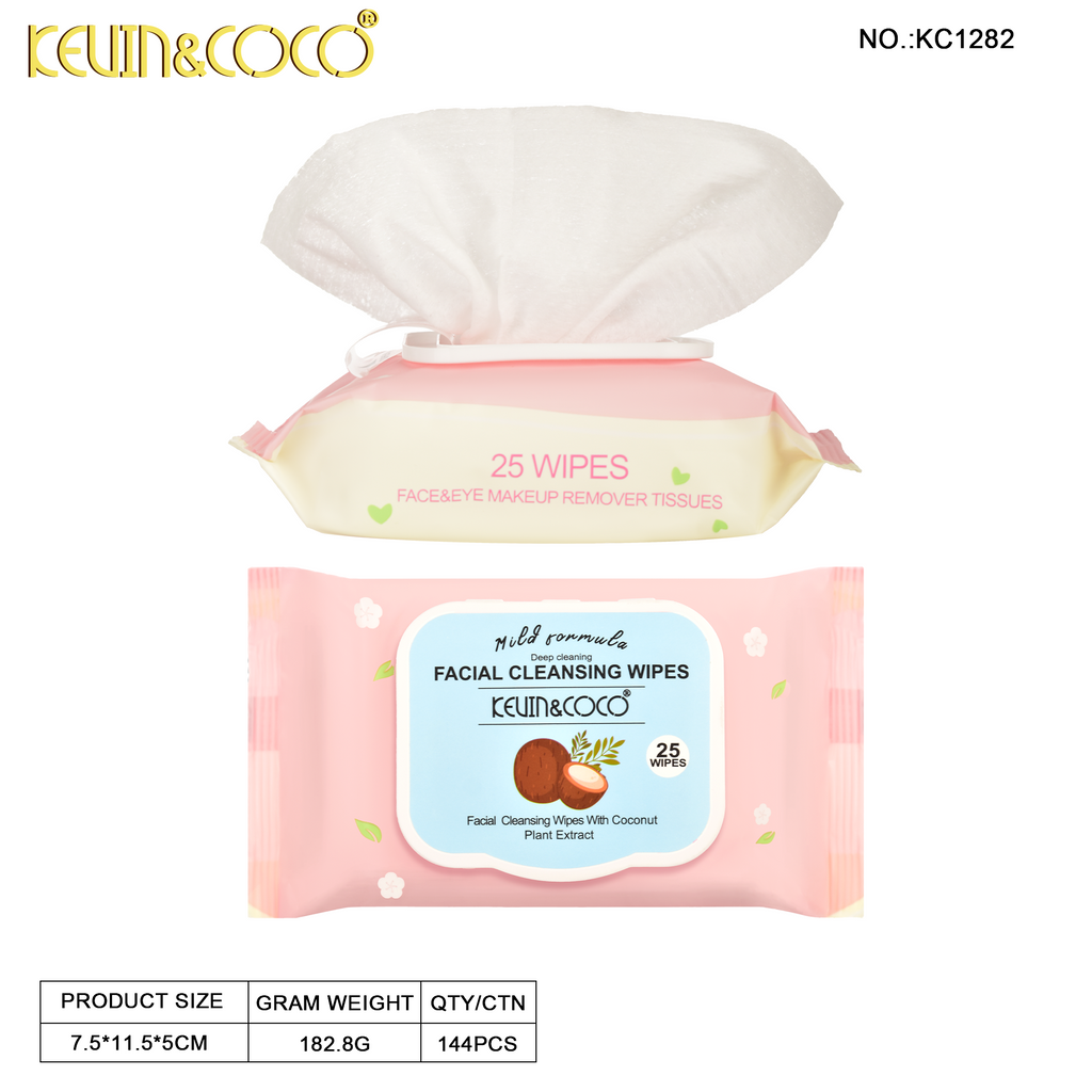 The 25-Count Refreshing Fruit Extract Cleansing Wipes Display-12 PCS(KC1282)