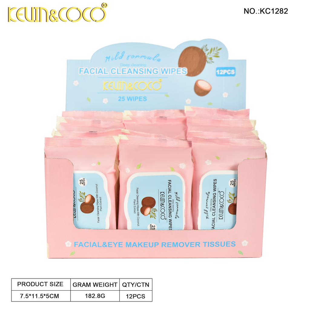 The 25-Count Refreshing Fruit Extract Cleansing Wipes Display-12 PCS(KC1282)