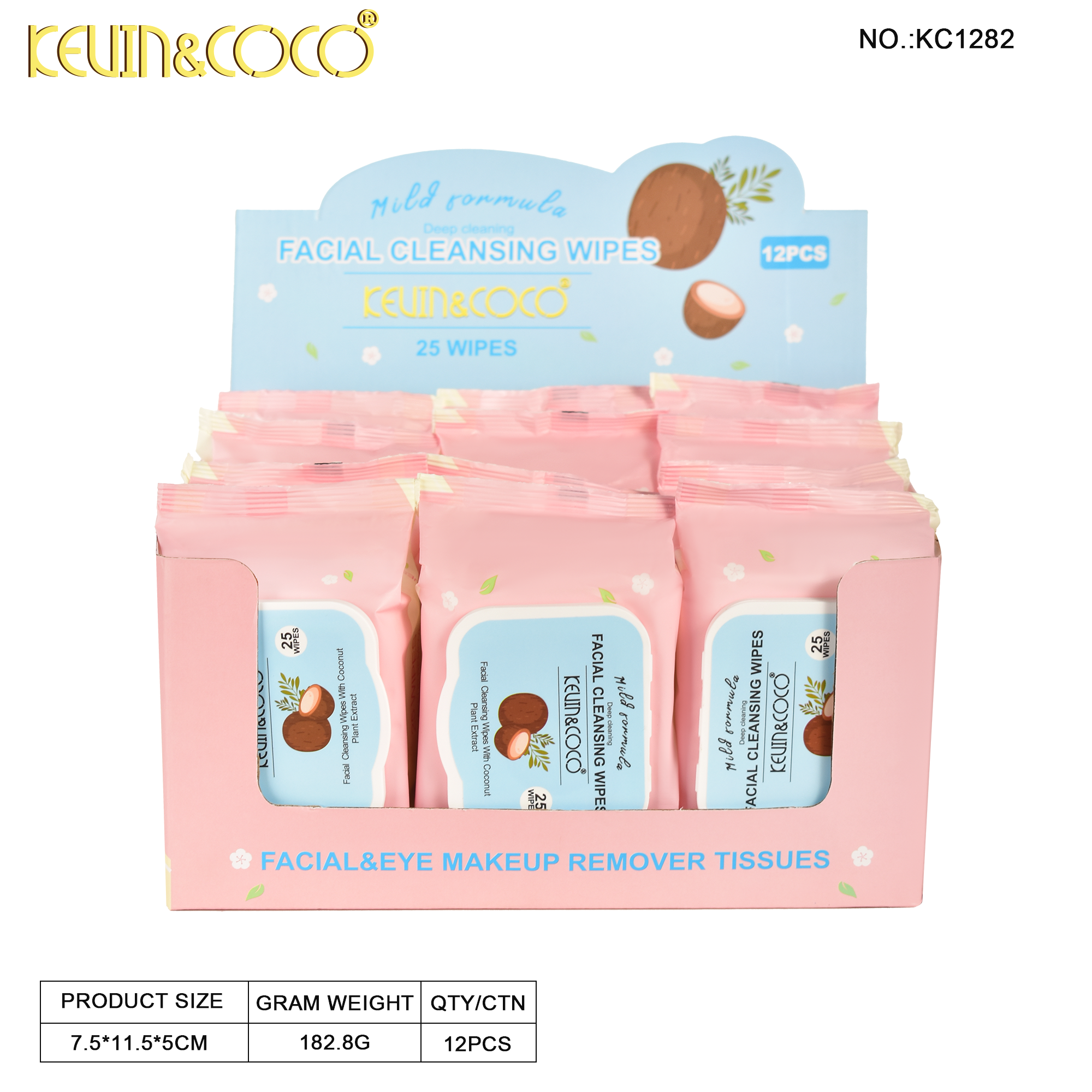 The 25-Count Refreshing Fruit Extract Cleansing Wipes Display-12 PCS(KC1282)