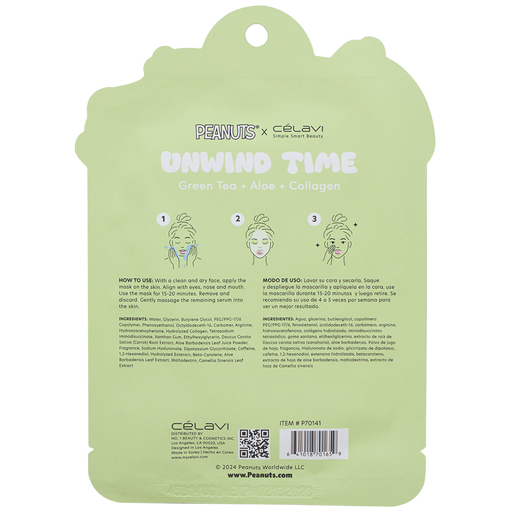 UNWIND TIME FACIAL PRINTED SHEET MASK PEANUTS