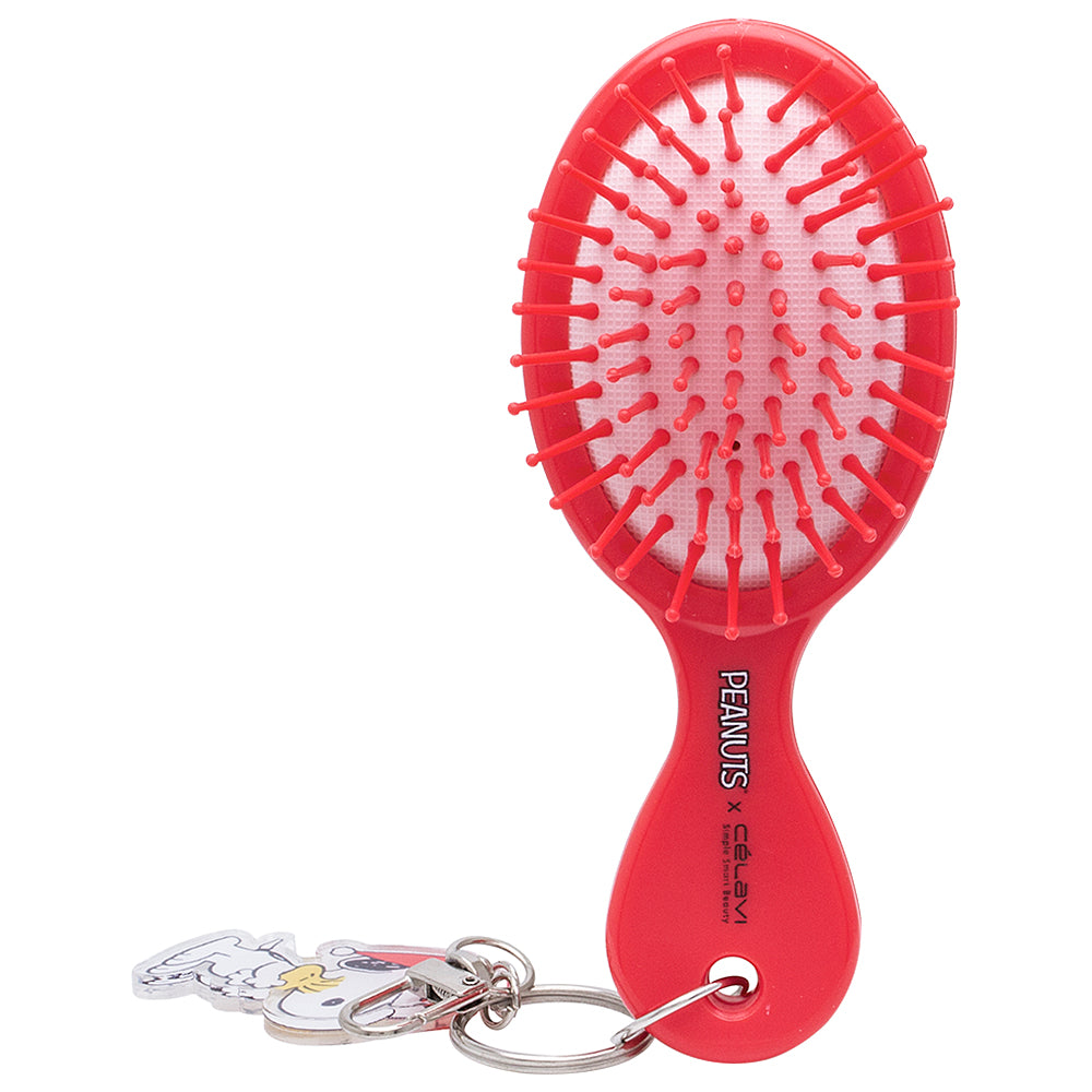Peanuts x Celavi Soft Knit Mini Hairbrush with Keychain