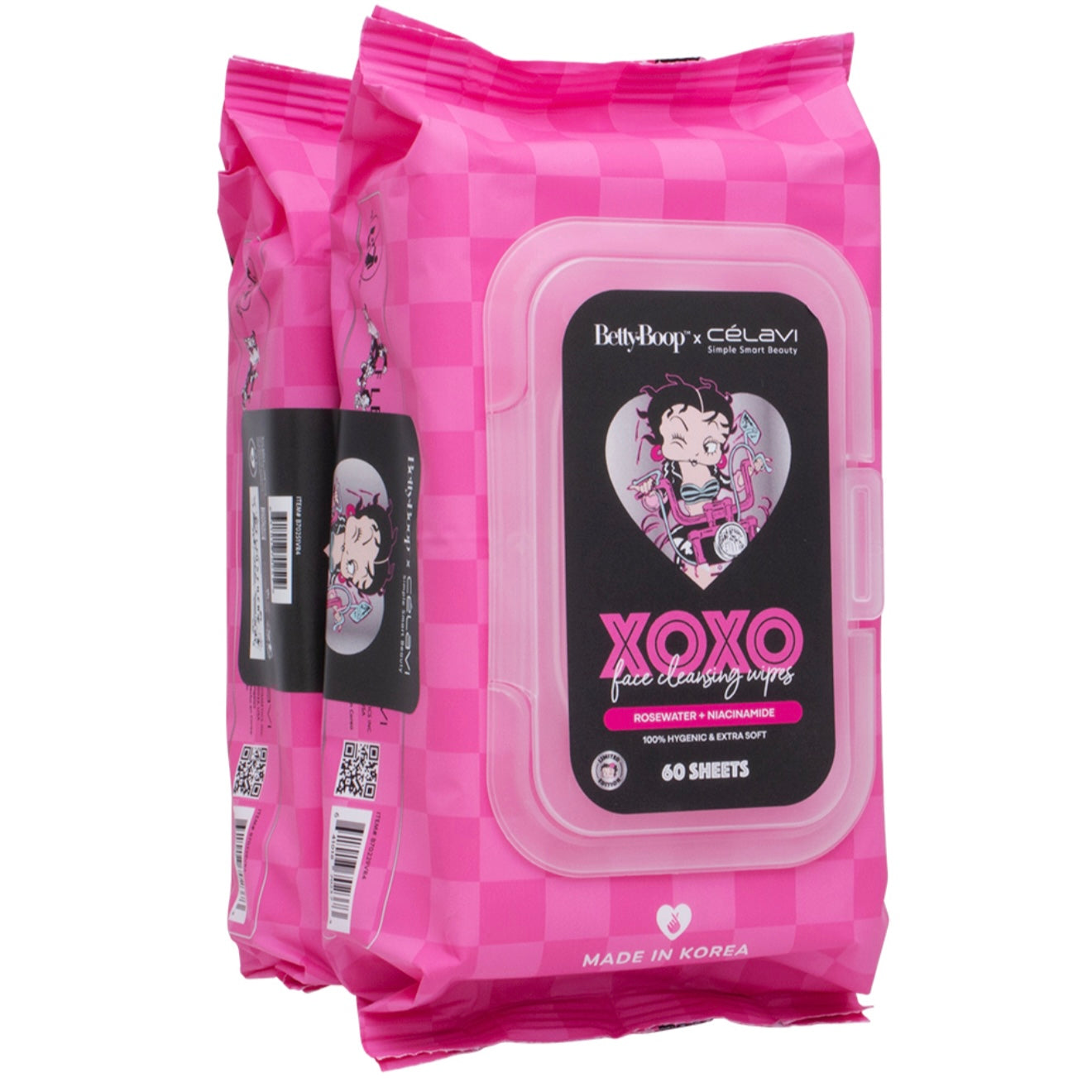 Betty Boop x Celavi XOXO Makeup Remover Wipes 2 Pack