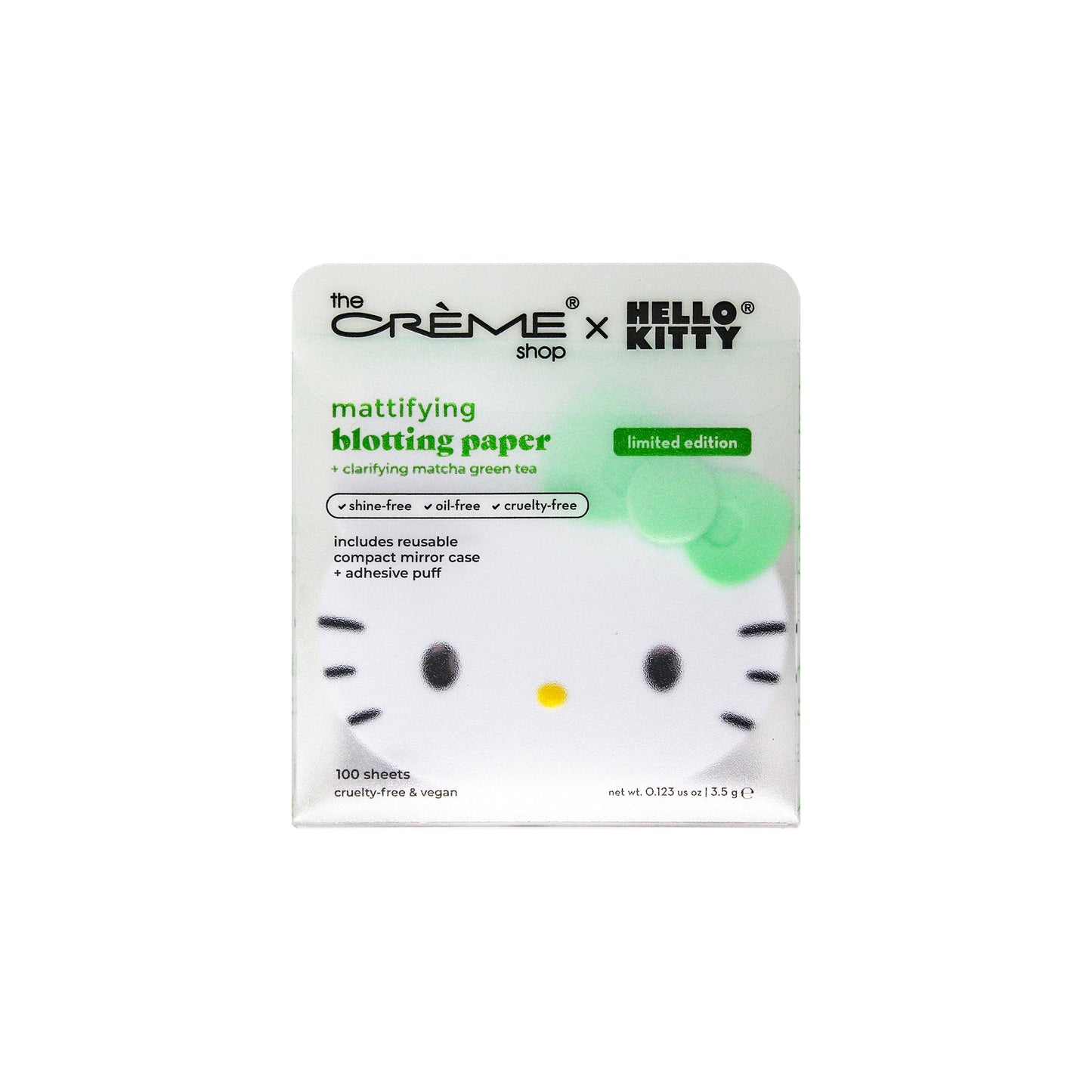 The Crème Shop x Hello Kitty Matcha Blotting Papers + Reusable Compact Mirror (Limited Edition)