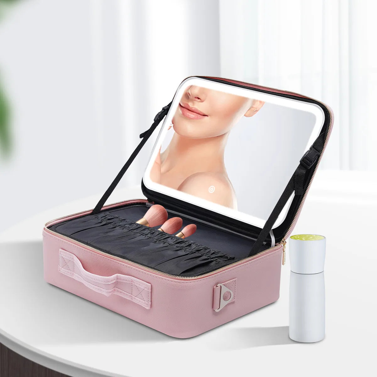 TRAVEL MAKEUP CASE WITH MIRROR