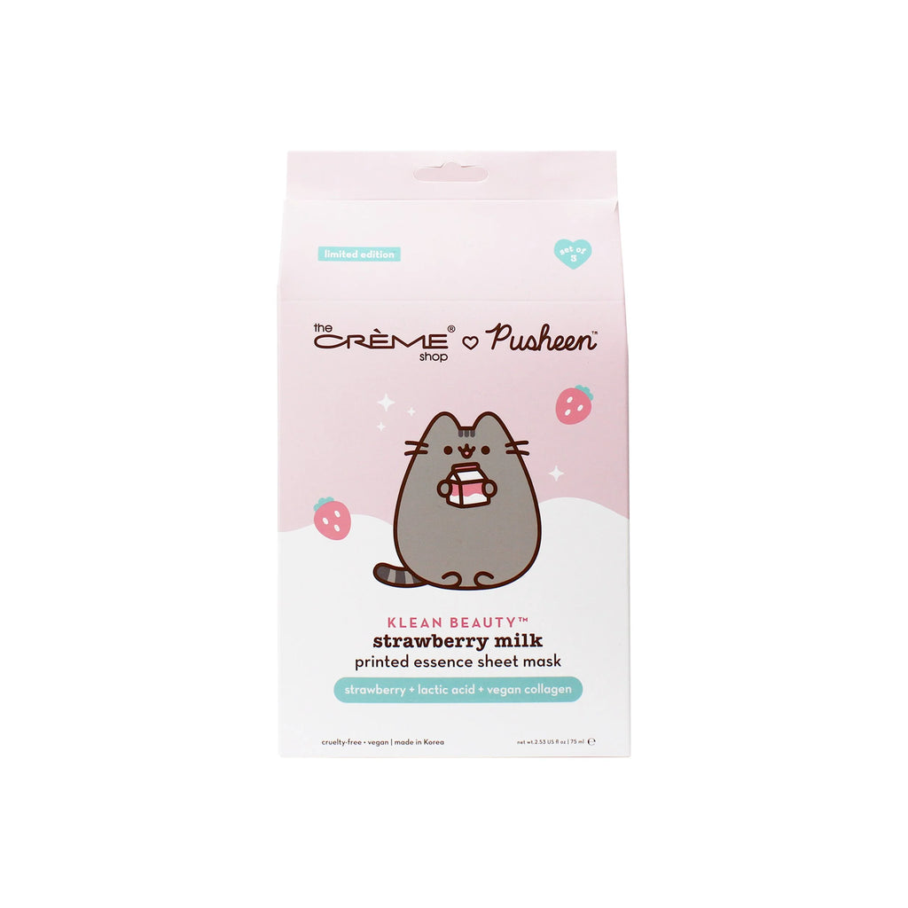 PUSHEEN STRAWBERRY MILK PRINTED ESSENCE SHEET MASK SET OF 3