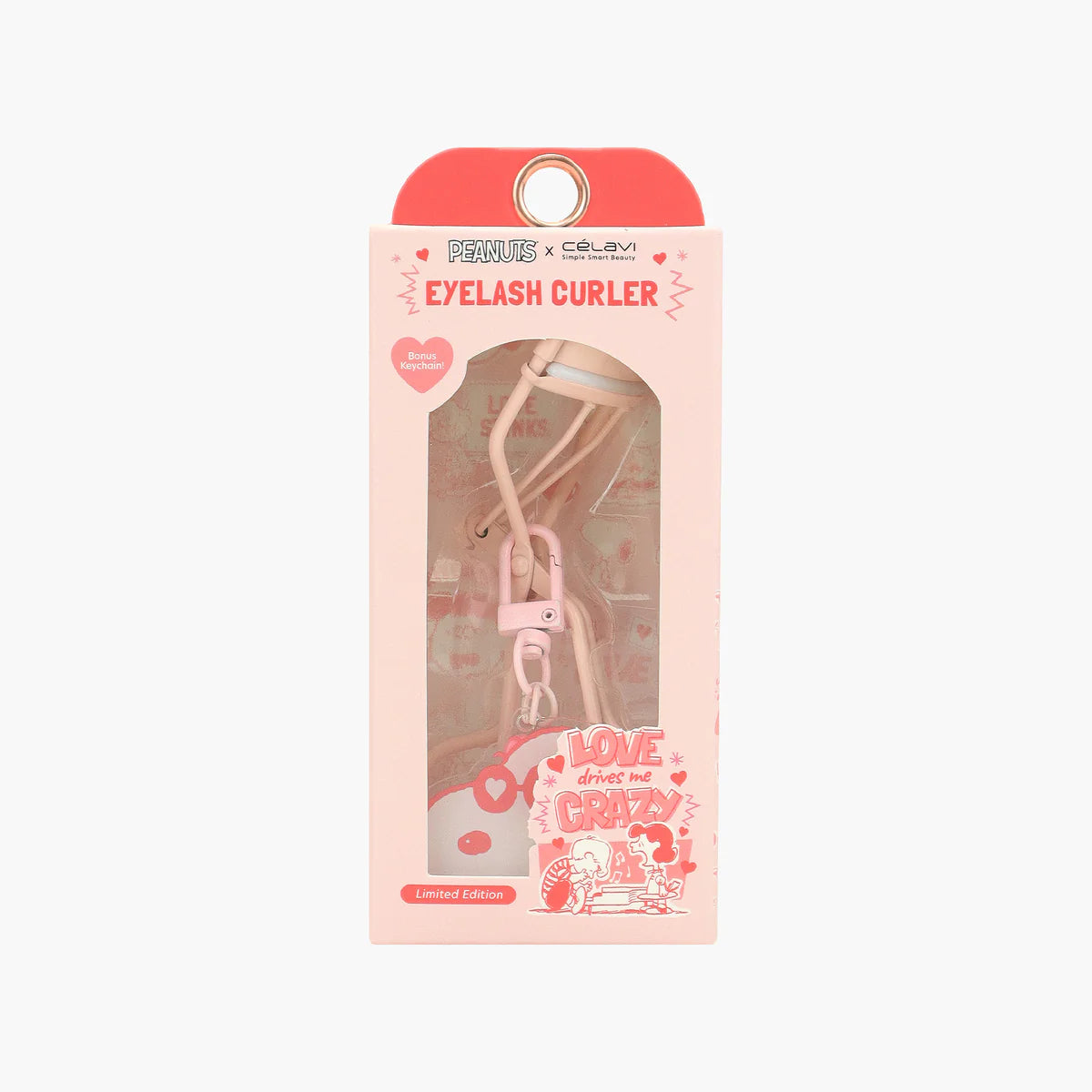 PEANUTS PINK EYELASH CURLER WITH KEYCHAIN (V-DAY)