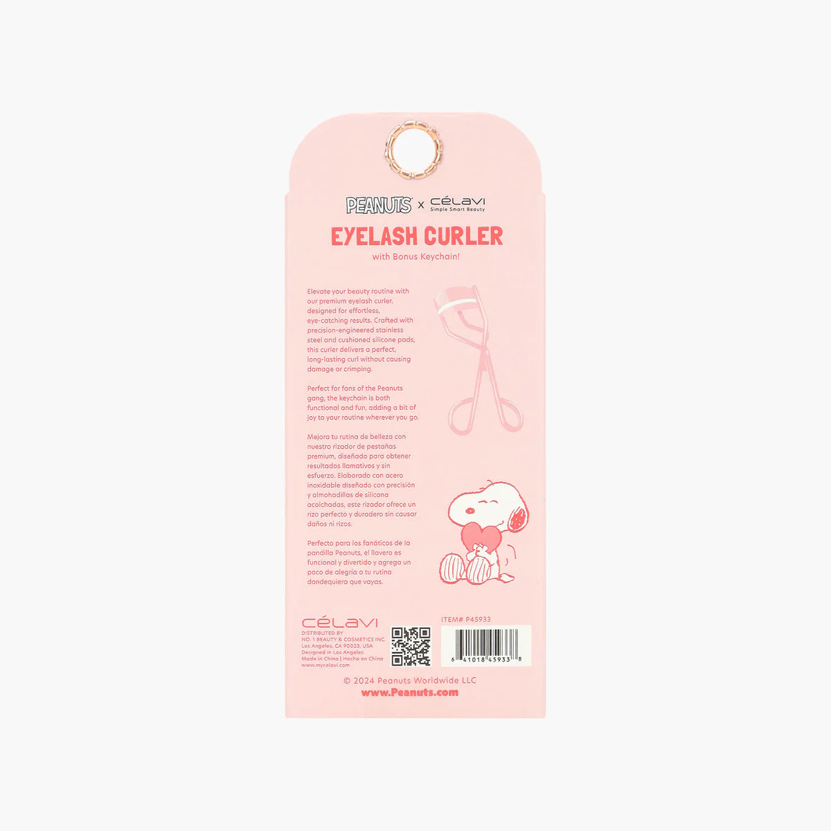 PEANUTS PINK EYELASH CURLER WITH KEYCHAIN (V-DAY)