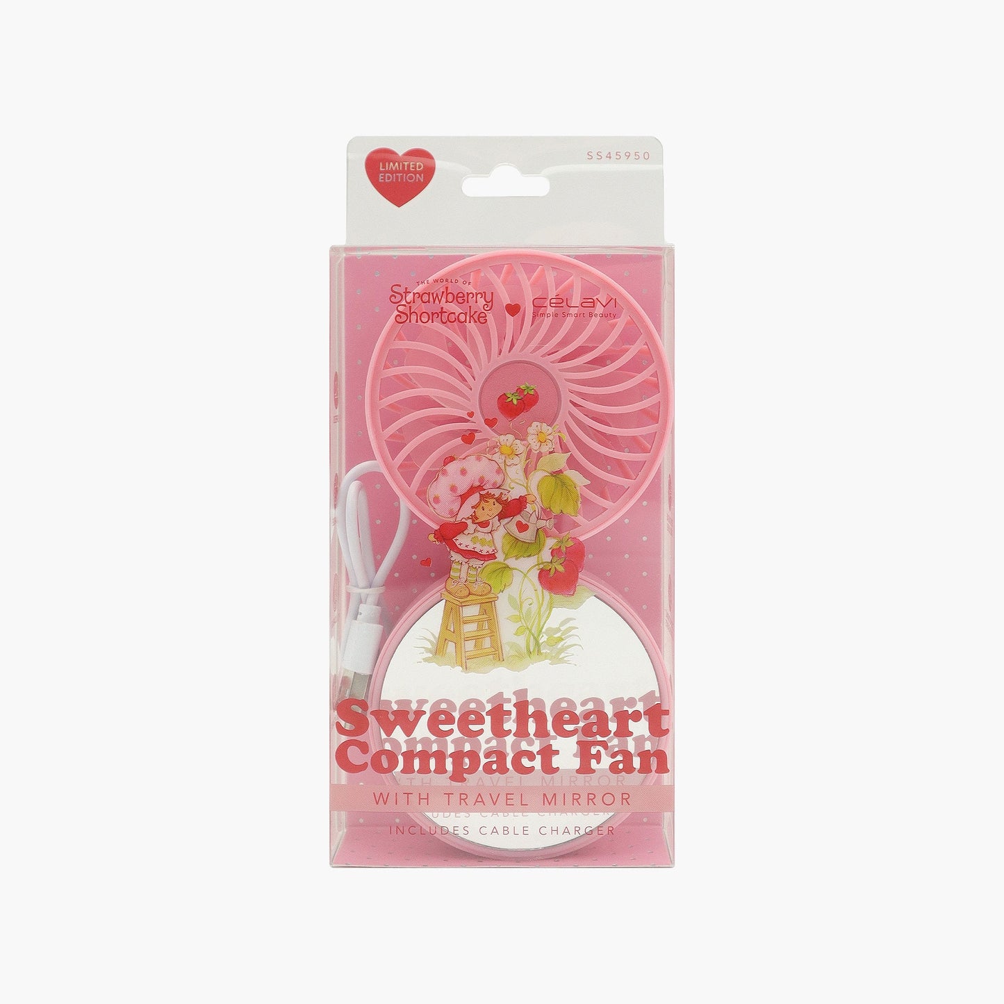 STRAWBERRY SHORTCAKE FOLDABLE FAN WITH CABLE CHARGER (V-DAY)