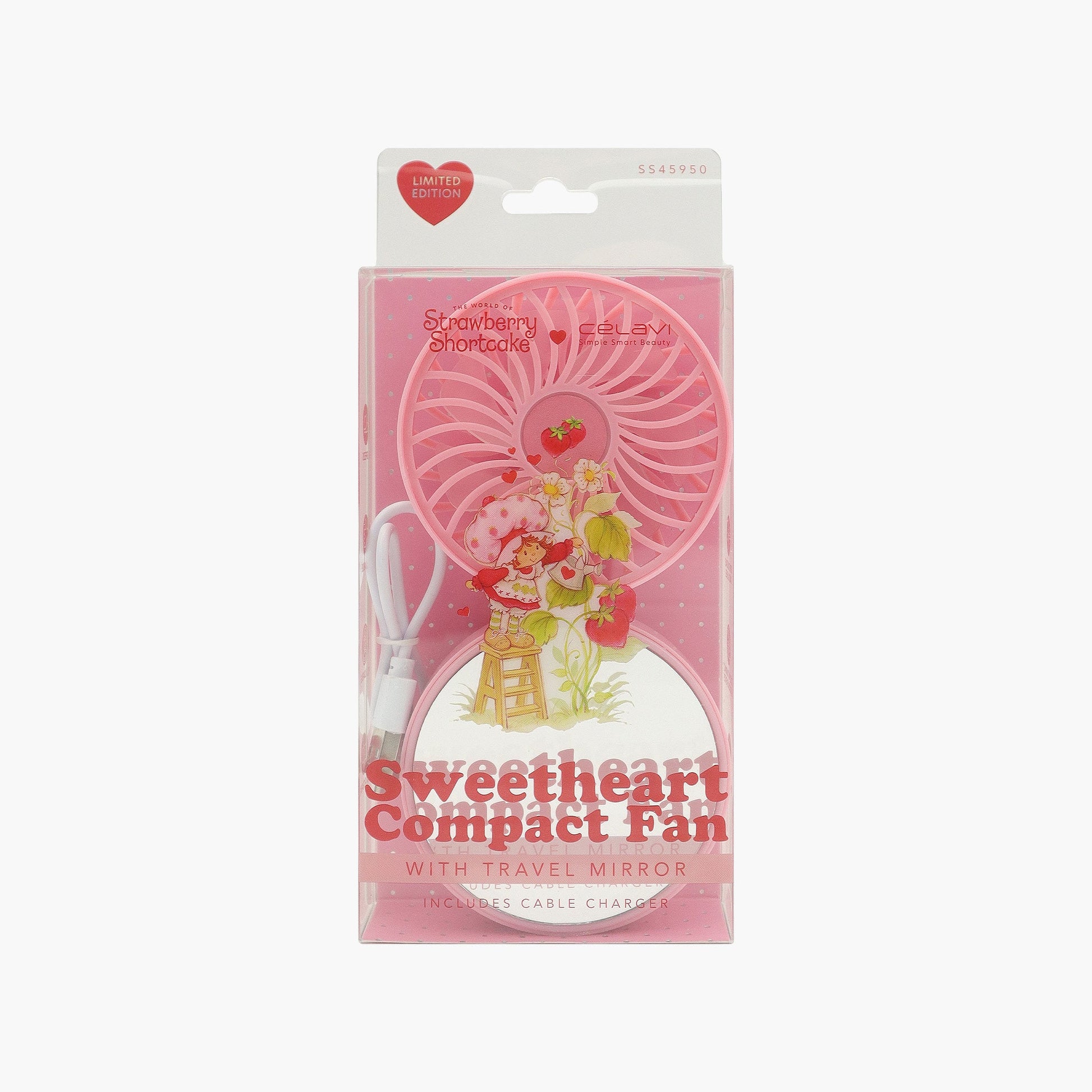 STRAWBERRY SHORTCAKE FOLDABLE FAN WITH CABLE CHARGER (V-DAY)