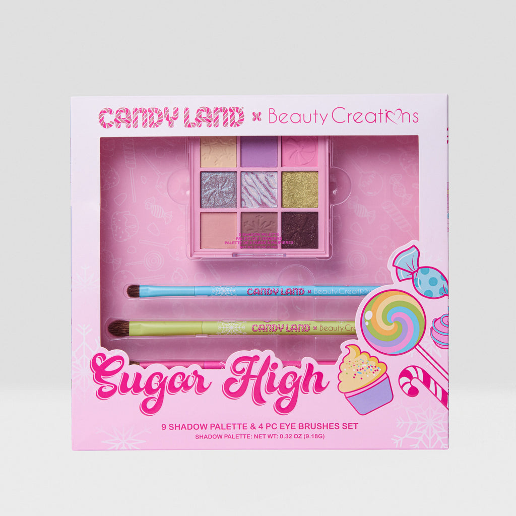 Candy Land x Beauty Creations Sugar High Shadow Palette & 4-Piece Brush Set