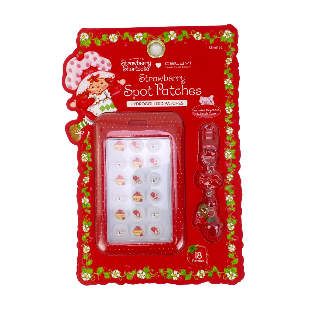 #SS46162 - STRAWBERRY SHORTCAKE 18 PC SPOT PATCHES WITH KEYCHAIN AND PATCH CASE